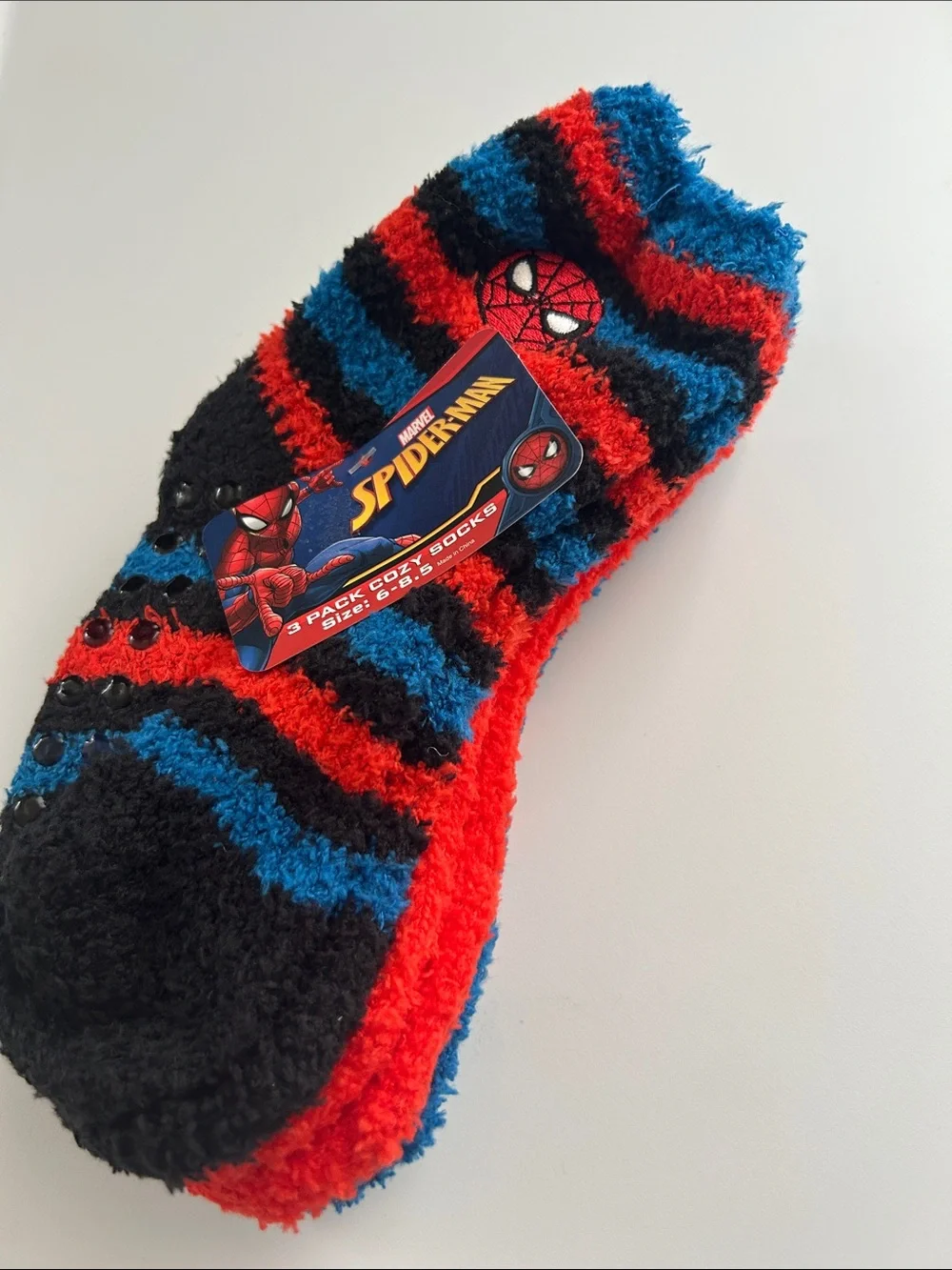 Marvel Spider Man 3 pack Cozy Socks Toddler Boys size 6-8.5 NWT